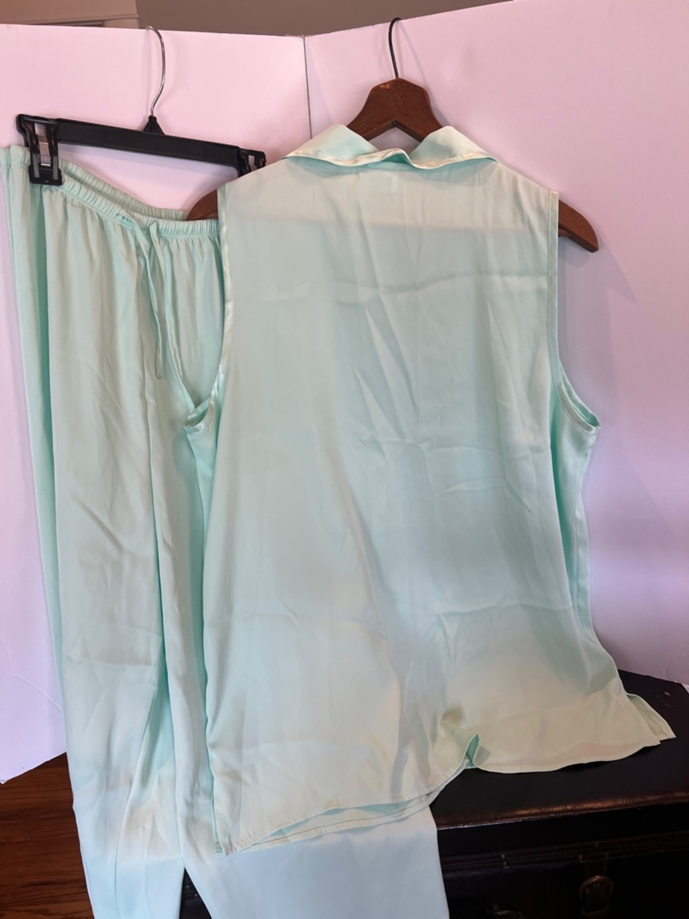 Cabernet Sleeveless Satin Pajama Set in Mint - Picture 5 of 5